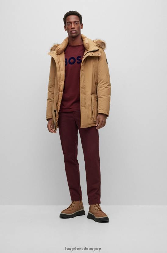 Hugo Boss hugo hosszú ujjú pamutdzsörzé póló kontrasztos logóval, sötétvörös 80P61456 sötét vörös