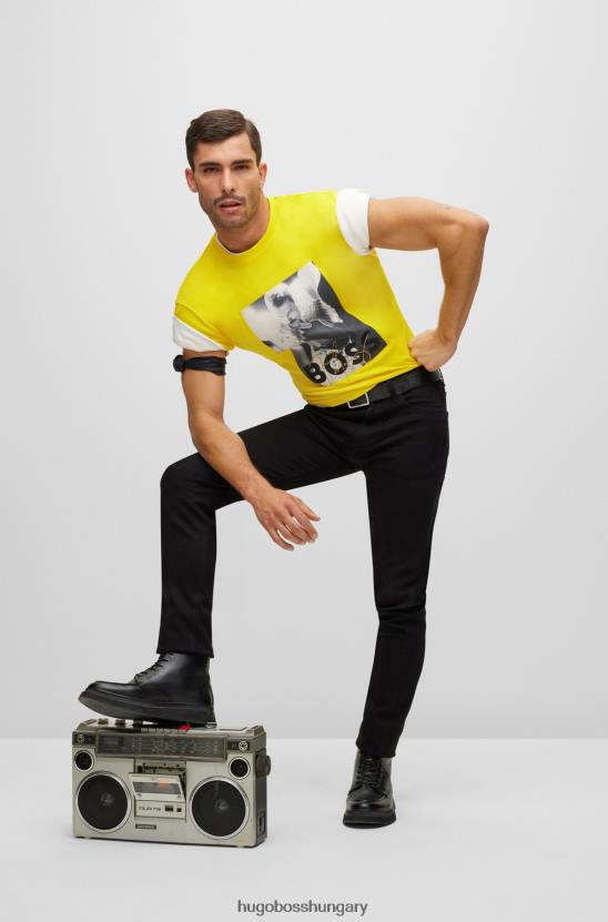 Hugo Boss hugo interlock-pamut póló exkluzív sárga alkotásokkal 80P61104 sárga