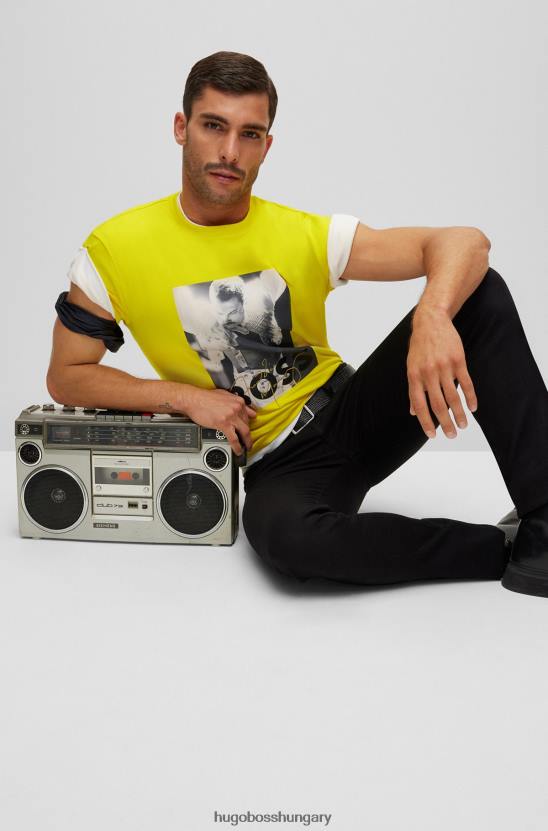Hugo Boss hugo interlock-pamut póló exkluzív sárga alkotásokkal 80P61104 sárga