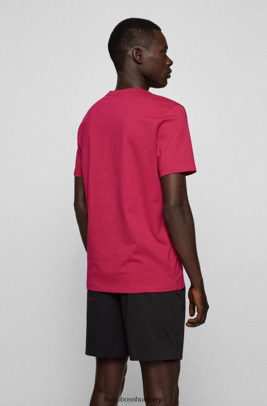 Hugo Boss hugo laza szabású pamutdzsörzé póló, rózsaszín logóval 80P61581 rózsaszín