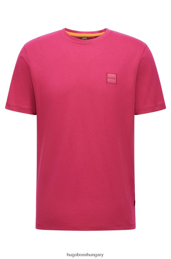 Hugo Boss hugo laza szabású pamutdzsörzé póló, rózsaszín logóval 80P61581 rózsaszín