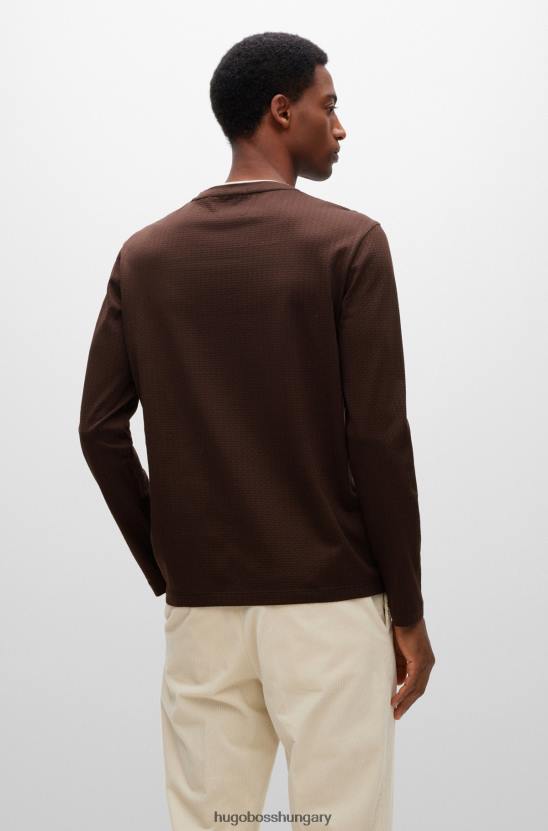 Hugo Boss hugo mercerizált pamut póló, kosárfonás szerkezetű barna 80P63905 barna
