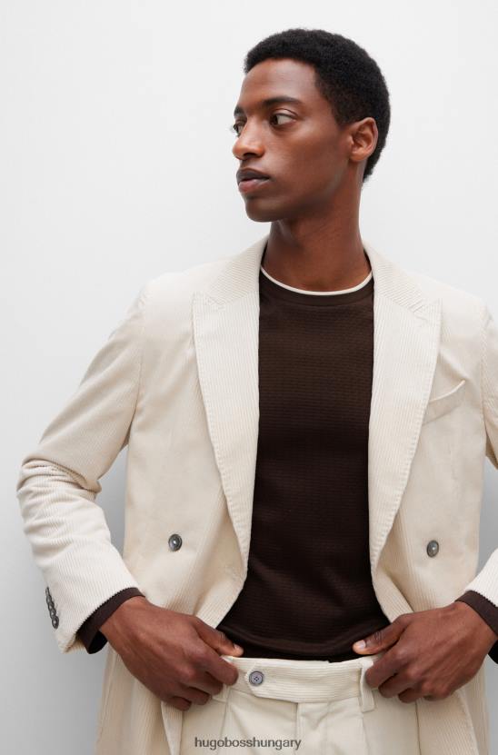 Hugo Boss hugo mercerizált pamut póló, kosárfonás szerkezetű barna 80P63905 barna