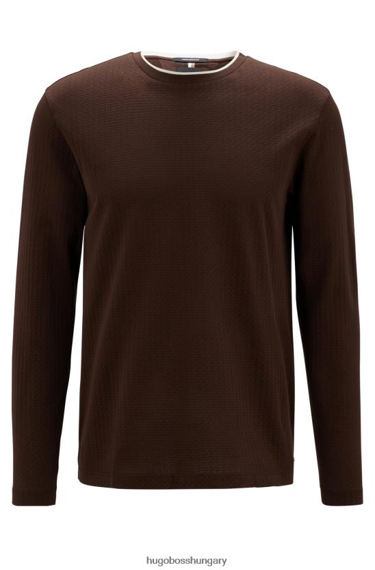 Hugo Boss hugo mercerizált pamut póló, kosárfonás szerkezetű barna 80P63905 barna