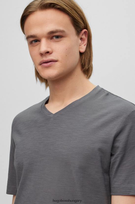 Hugo Boss hugo mercerized pamut normál szabású póló V nyakkivágással, sötétkék 80P63216 sötétkék