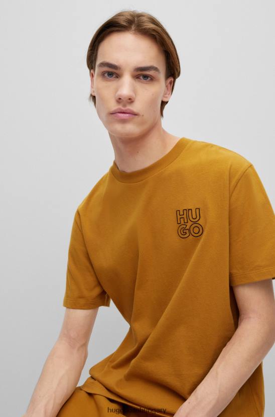 Hugo Boss hugo narancssárga póló biopamutból halmozott logóval 80P64275 narancs