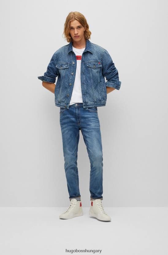 Hugo Boss hugo normál szabású pamut póló piros logóval fehér felirattal 80P63555 fehér