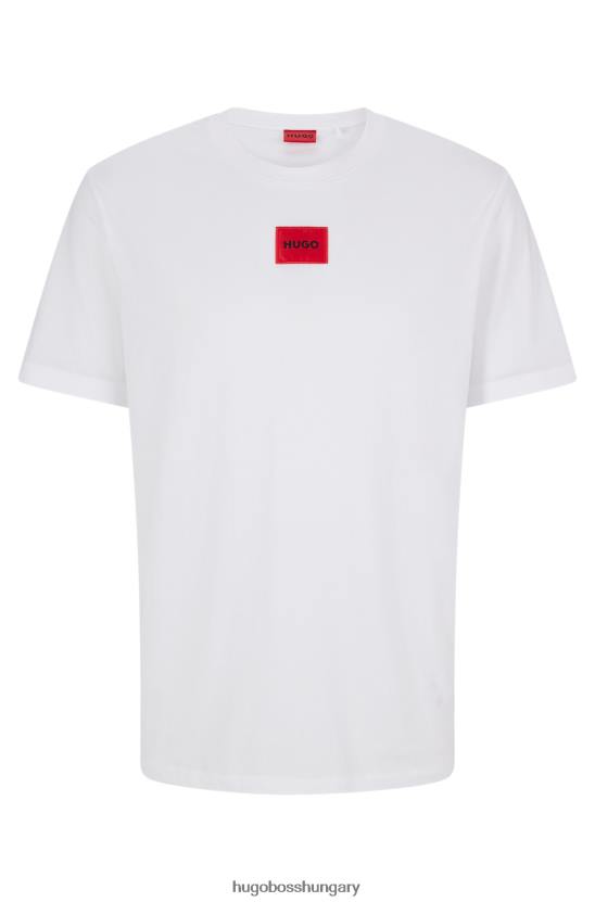 Hugo Boss hugo normál szabású pamut póló piros logóval fehér felirattal 80P63555 fehér