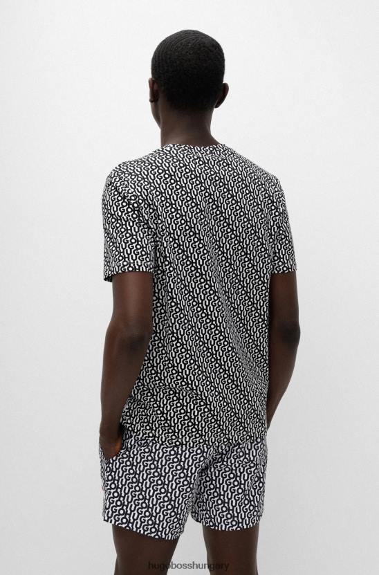 Hugo Boss hugo pamut-dzsörzé póló logónyomattal és címkemintával 80P63987 mintás