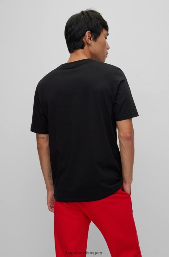 Hugo Boss hugo pamut póló piros logóval fekete felirattal 80P63135 fekete