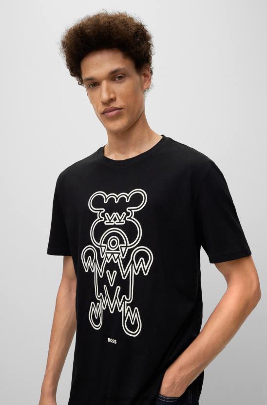 Hugo Boss hugo pamutdzsörzé normál szabású póló állatgrafikával fekete 80P62153 fekete