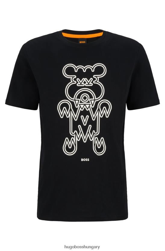 Hugo Boss hugo pamutdzsörzé normál szabású póló állatgrafikával fekete 80P62153 fekete