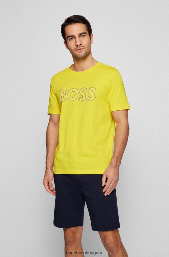 Hugo Boss hugo pamutdzsörzé normál szabású póló logóval, sárga 80P63248 sárga