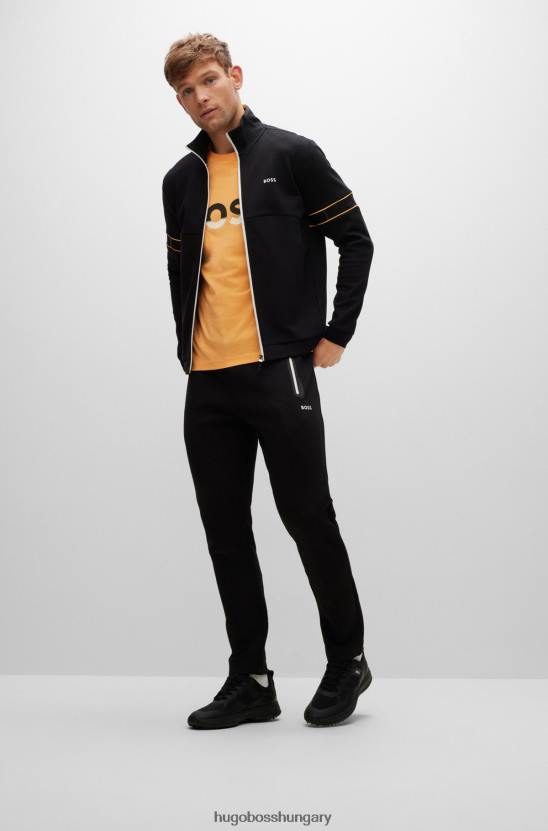 Hugo Boss hugo pamutdzsörzé póló színblokkolt logóval, világos narancssárga nyomattal 80P61474 világos narancssárga