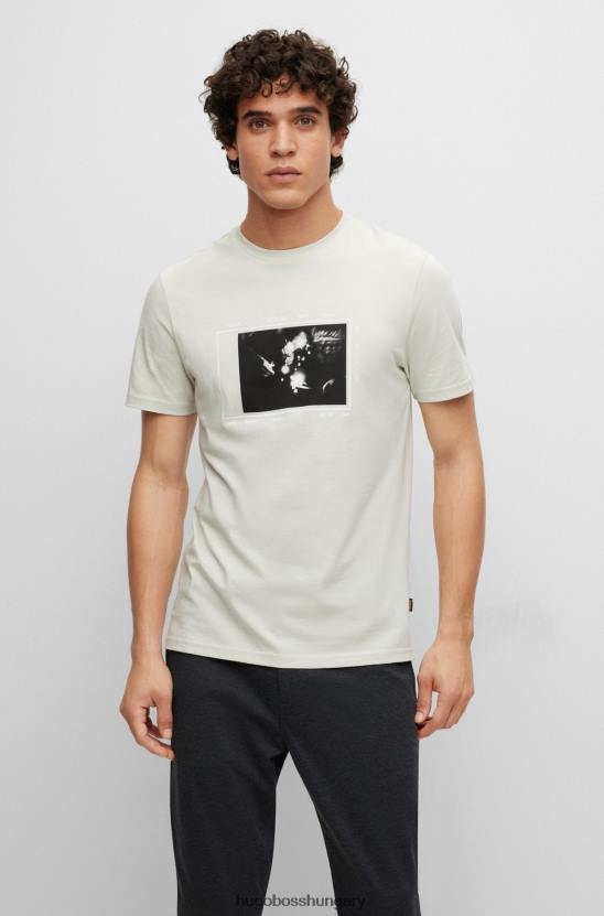 Hugo Boss hugo pamutdzsörzé póló, világosszürke szezonális mintával 80P63467 világos szürke