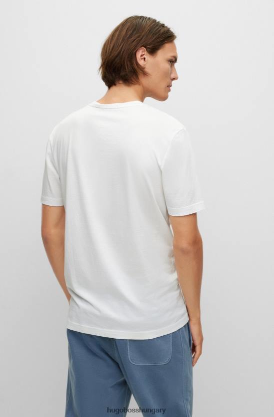 Hugo Boss hugo pima-pamut normál szabású póló fehér nyomott grafikával 80P62797 fehér