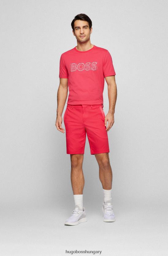 Hugo Boss hugo rózsaszín pamutdzsörzé normál szabású póló logóval 80P63247 rózsaszín