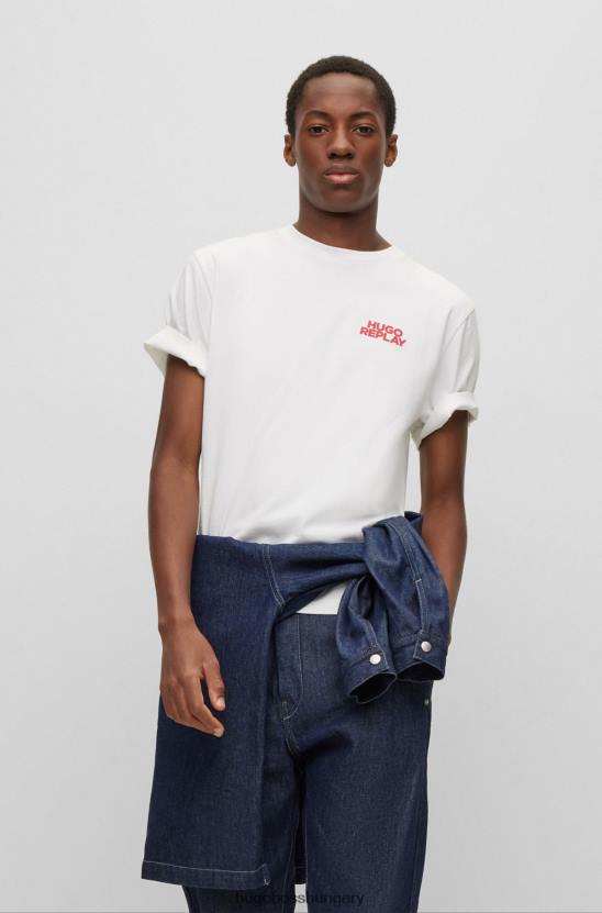 Hugo Boss hugo | replay biopamut póló kapszula logóval 80P63559 fehér