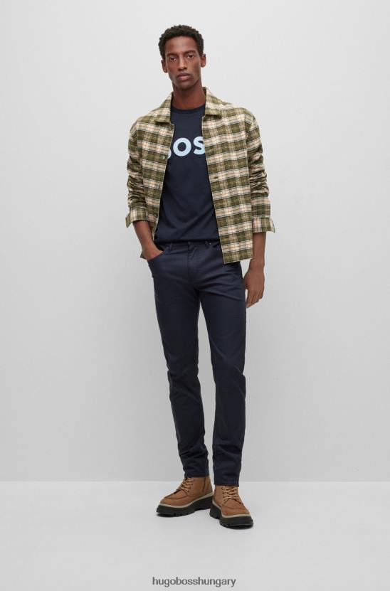 Hugo Boss hugo sötétkék hosszú ujjú póló pamut dzsörzéből, kontraszt logóval 80P61455 sötétkék