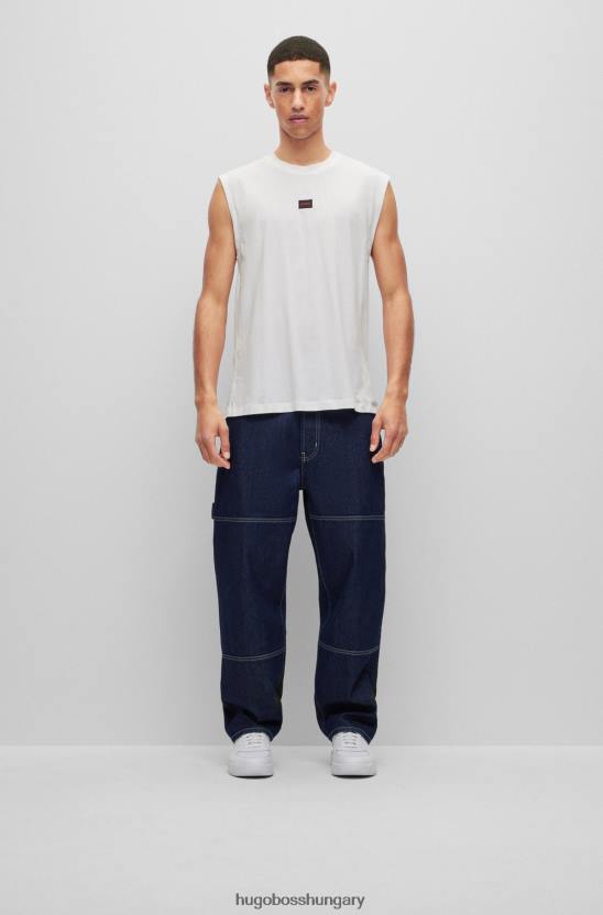 Hugo Boss hugo ujjatlan póló pamut dzsörzéből, fehér logóval 80P64388 fehér