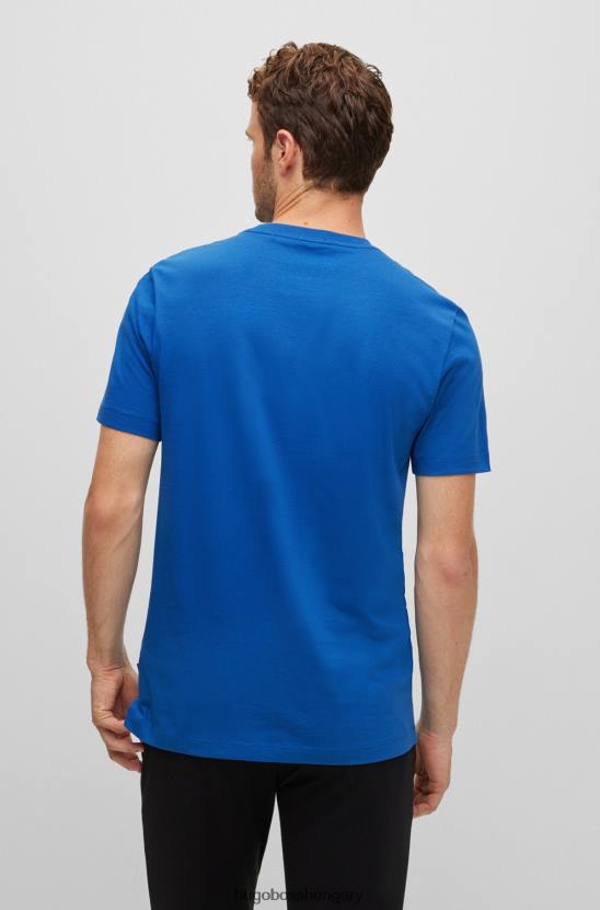 Hugo Boss kék hugo pamutdzsörzé vékony szabású póló logóval 80P61793 kék