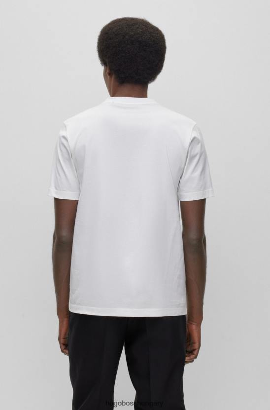 Hugo Boss karcsúsított póló mercerizált pamutból, hugo white hasított logóval 80P63027 fehér