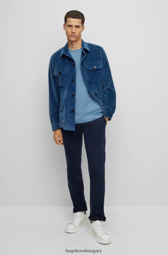 Hugo Boss laza szabású pamutdzsörzé póló, hugo világoskék logóval 80P61584 világoskék