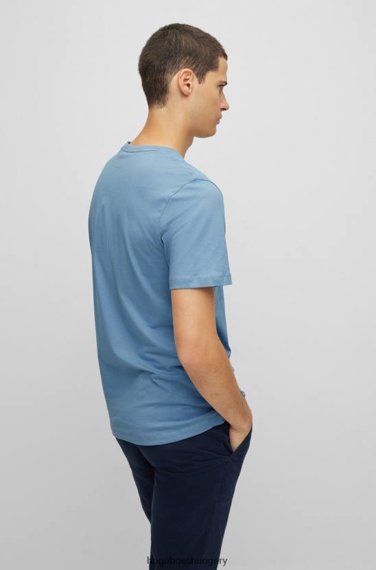Hugo Boss laza szabású pamutdzsörzé póló, hugo világoskék logóval 80P61584 világoskék