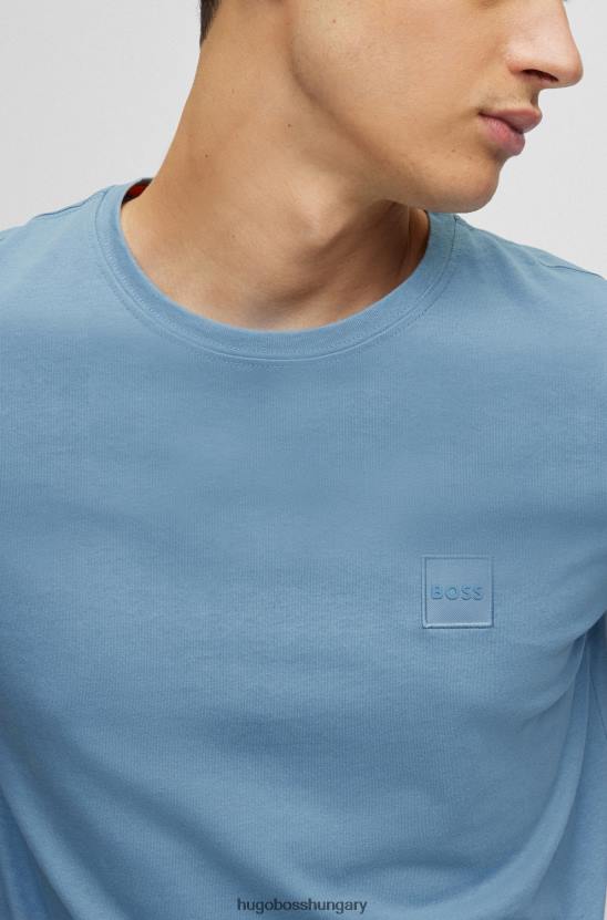 Hugo Boss laza szabású pamutdzsörzé póló, hugo világoskék logóval 80P61584 világoskék