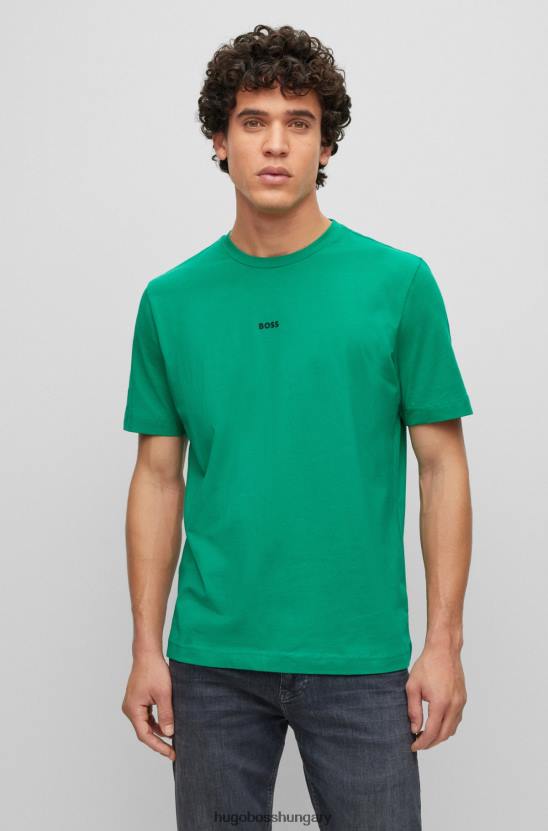 Hugo Boss laza szabású sztreccs pamut póló hugo green logóval 80P61173 zöld