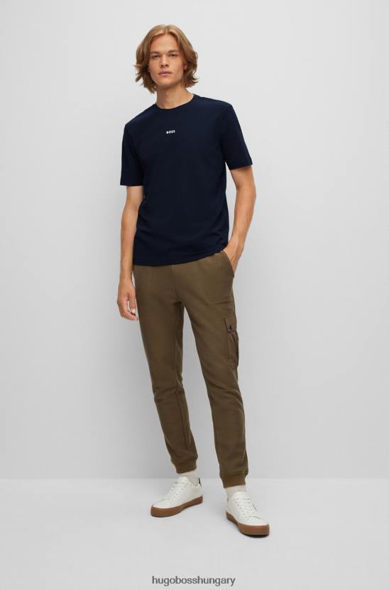 Hugo Boss laza szabású sztreccs pamut póló, sötétkék hugo logóval 80P61171 sötétkék