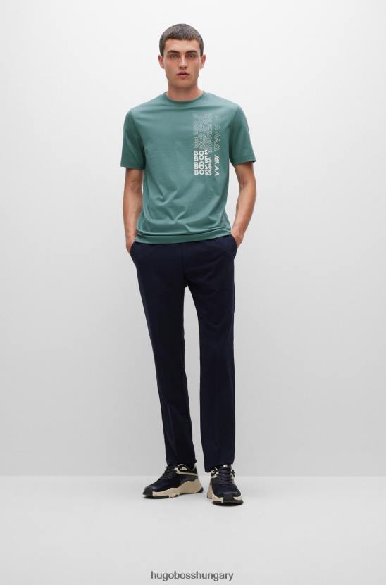 Hugo Boss logóval nyomott póló izzadásgátló pamut dzsörzé hugo világoszöld színben 80P62989 világos zöld