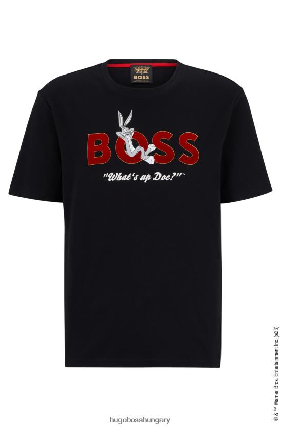 Hugo Boss looney dallamok x mercerized-cotton póló 80P62321 fekete