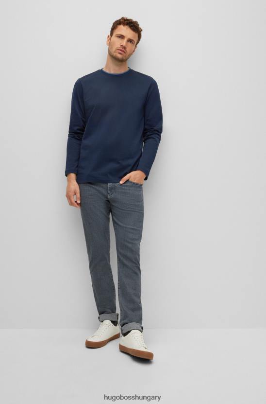 Hugo Boss mercerizált pamut póló kosárfonás szerkezettel sötétkék hugo 80P63906 sötétkék