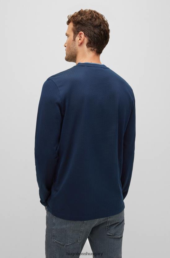 Hugo Boss mercerizált pamut póló kosárfonás szerkezettel sötétkék hugo 80P63906 sötétkék