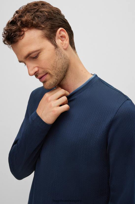 Hugo Boss mercerizált pamut póló kosárfonás szerkezettel sötétkék hugo 80P63906 sötétkék