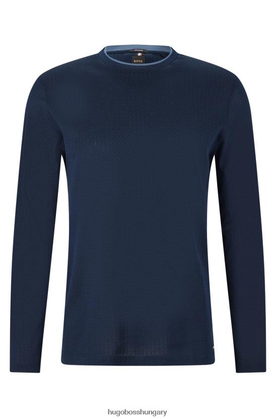 Hugo Boss mercerizált pamut póló kosárfonás szerkezettel sötétkék hugo 80P63906 sötétkék