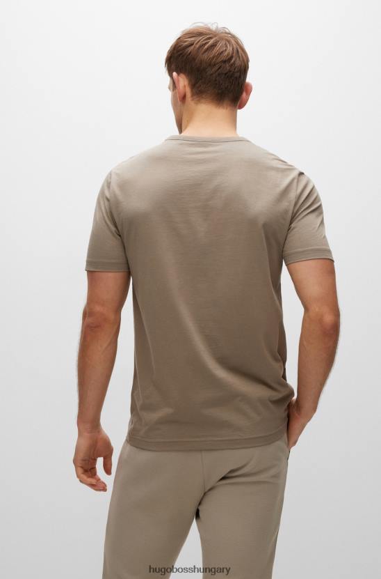 Hugo Boss normál szabású logós póló biopamut bézs hugo színben 80P61147 bézs