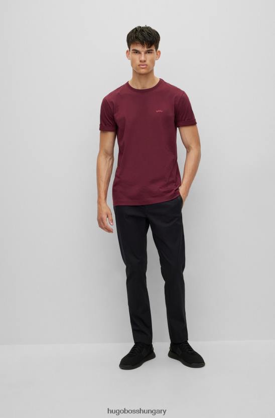 Hugo Boss normál szabású logós póló biopamut sötétvörös hugo színben 80P61141 sötét vörös