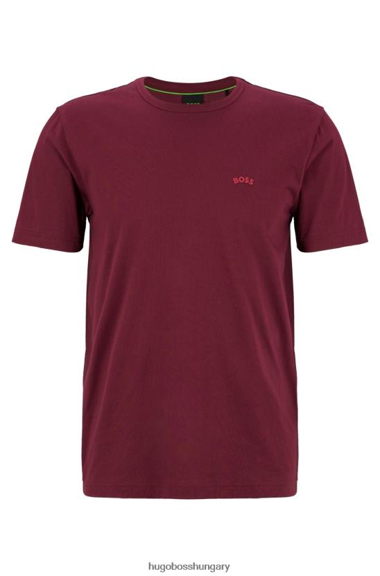 Hugo Boss normál szabású logós póló biopamut sötétvörös hugo színben 80P61141 sötét vörös