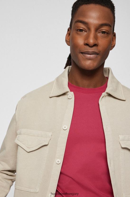 Hugo Boss normál szabású logós póló pamutdzsörzé hugo pink színben 80P62242 rózsaszín