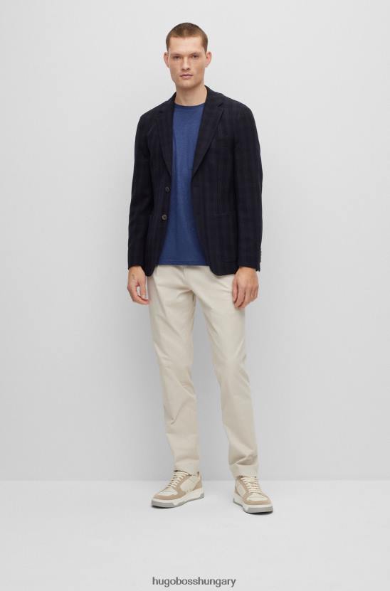 Hugo Boss normál szabású póló tiszta lenvászon hugo sötétkék színben 80P64492 sötétkék