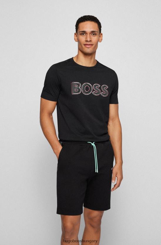 Hugo Boss pamutdzsörzé, normál szabású póló emblémával, hugo fekete 80P63251 fekete