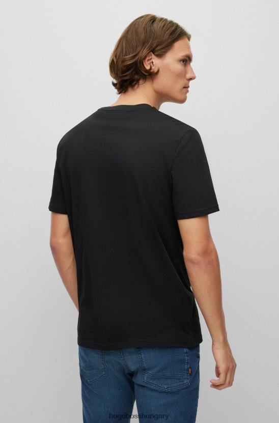 Hugo Boss pamutdzsörzé normál szabású póló fekete hugo nyomott grafikával 80P61445 fekete