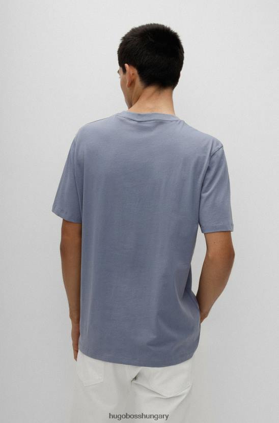 Hugo Boss pamutdzsörzé normál szabású póló kontraszt logóval hugo blue 80P62174 kék