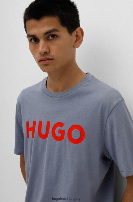 Hugo Boss pamutdzsörzé normál szabású póló kontraszt logóval hugo blue 80P62174 kék