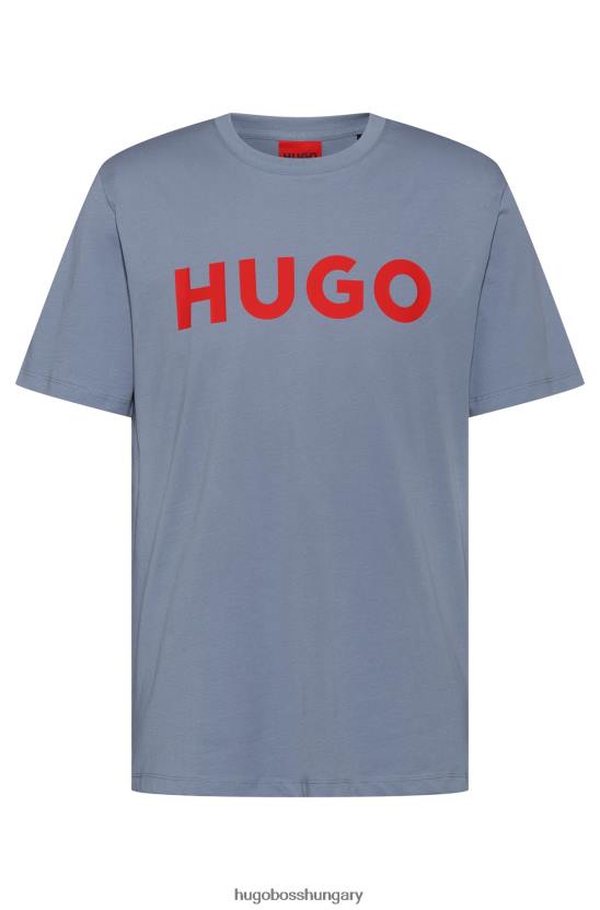 Hugo Boss pamutdzsörzé normál szabású póló kontraszt logóval hugo blue 80P62174 kék