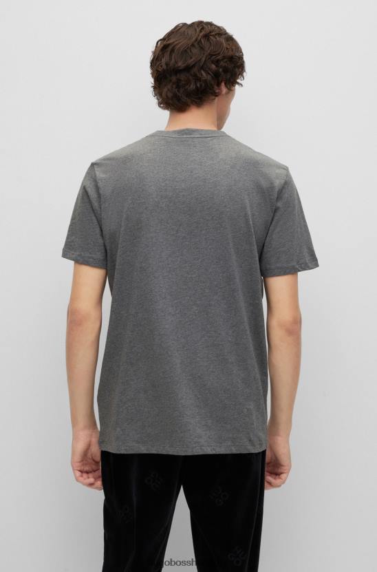 Hugo Boss pamutdzsörzé normál szabású póló kontraszt logóval, sötétszürke hugo 80P62172 sötétszürke