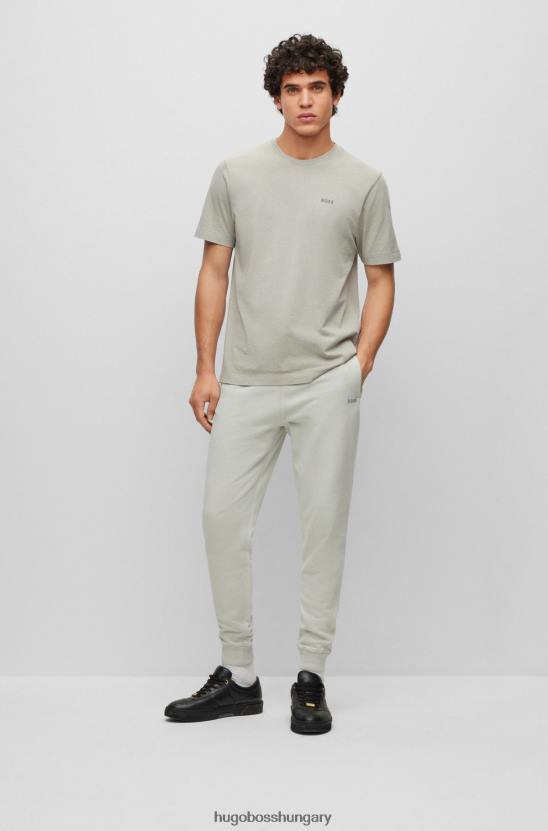 Hugo Boss pamutdzsörzé normál szabású póló logóval, világosszürke hugo nyomattal 80P63425 világos szürke