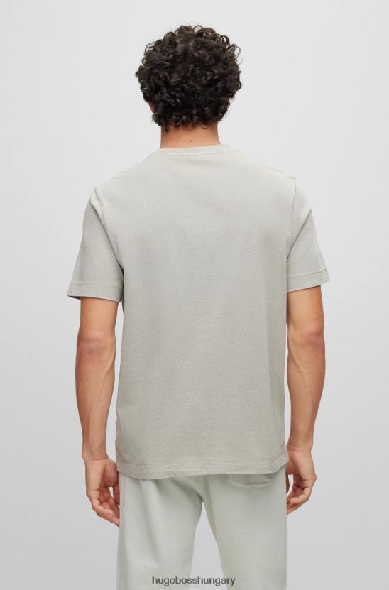 Hugo Boss pamutdzsörzé normál szabású póló logóval, világosszürke hugo nyomattal 80P63425 világos szürke